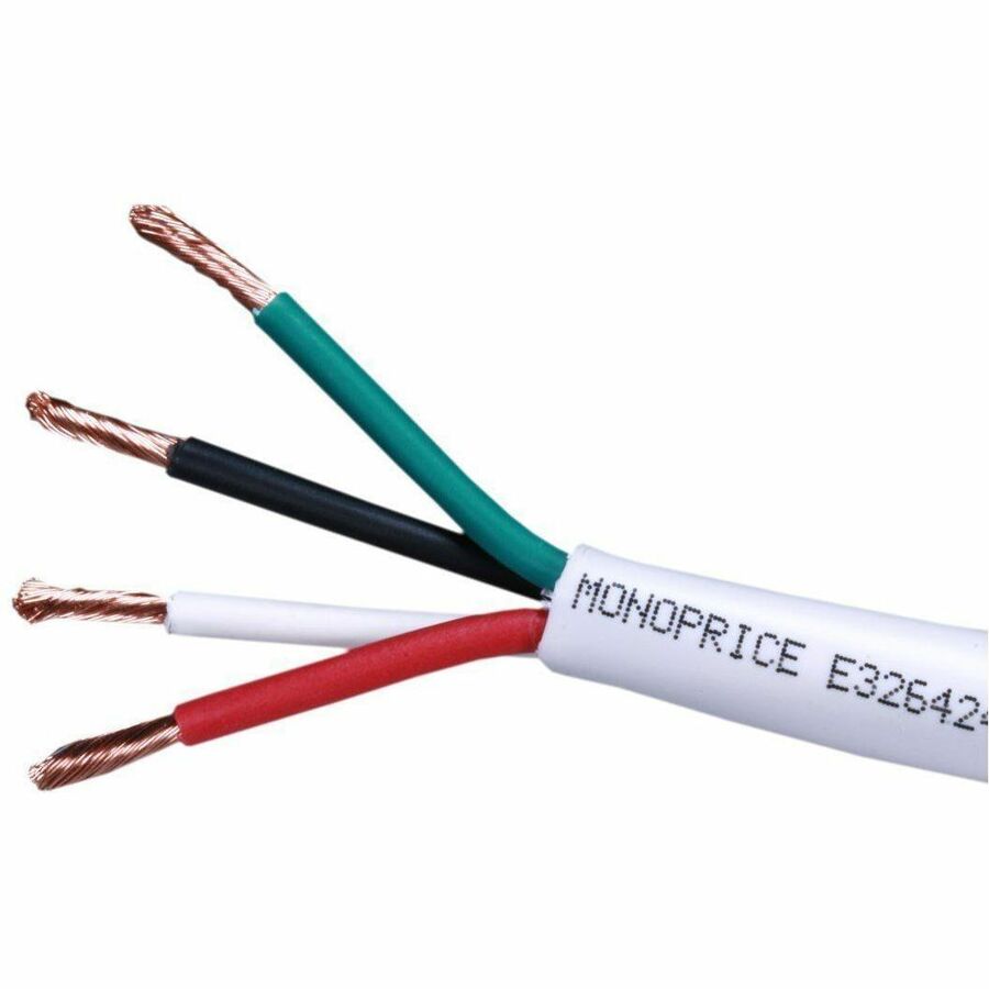 Monoprice Speaker Wire, CL2 Rated, 4-Conductor, 18AWG, 1000ft, White