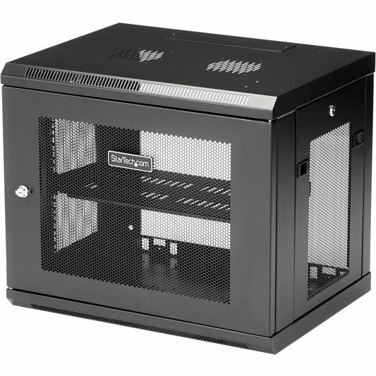 StarTech 2-Post 9U Wall Mount Network Cabinet, 19" Wall-Mounted Server Rack for Data / IT Equipment, Small Lockable Rack Enclosure