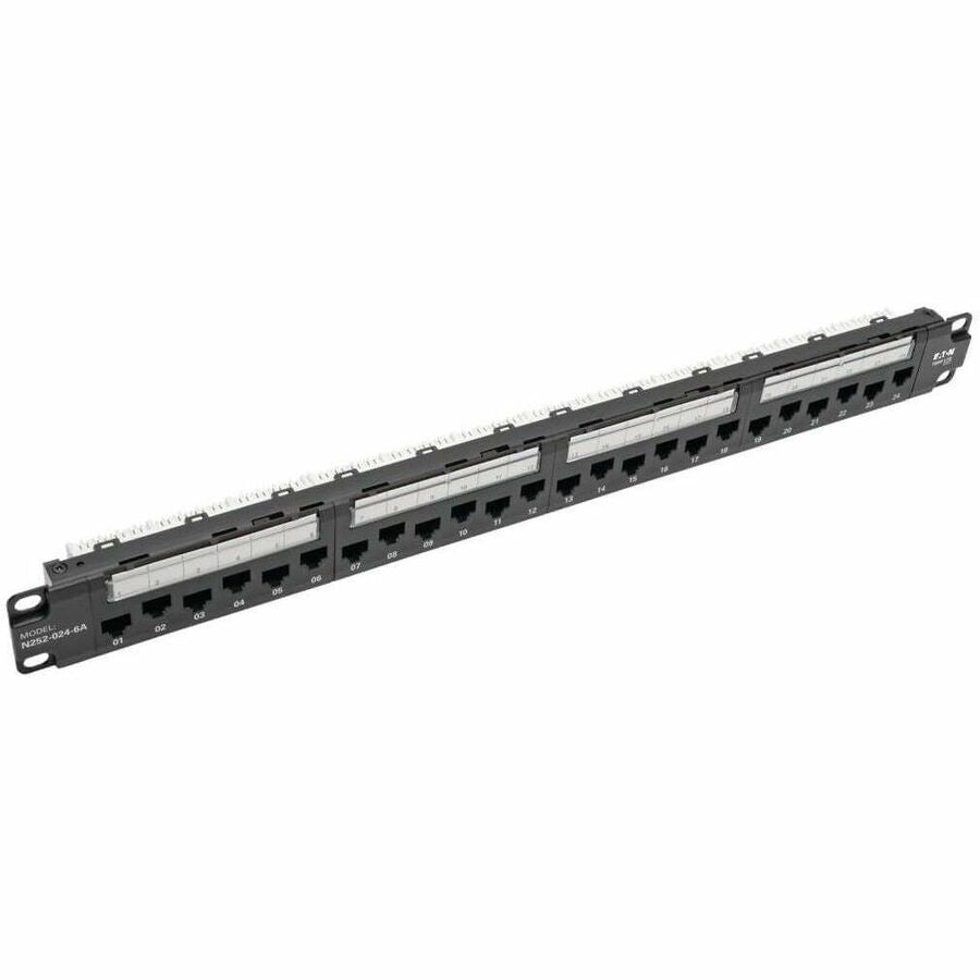 Tripp Lite by Eaton 24-Port 1U Rack-Mount Cat6a 110 Patch Panel with Cable Management Bar 110 Punchdown RJ45 TAA