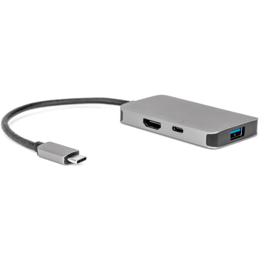 Rocstor Premium USB-C to HDMI Multiport Adapter - USB-C to HDMI/USB-C (3.1)/USB 3.0 for Audio/Video Device, Notebook, TV, Monitor, Projector, MacBook, MacBook Pro, Chromebook, iMac, Mac mini - 8" - 1 x USB-C Male to 1 x HDMI Female Digital Audio/Video - 1