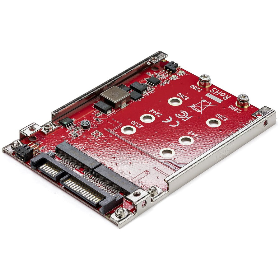 StarTech Dual-Slot M.2 to SATA Adapter, M.2 SATA Adapter for 2.5" Drive Bay, M.2 SSD Adapter, M.2 NGFF SSD Adapter, RAID, TAA