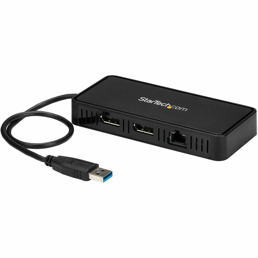 StarTech USB 3.0 Mini Dock, Dual Monitor USB Type-A Laptop Docking Station, DisplayPort 4K 60Hz & Gigabit Ethernet, 1'/30cm Cable, TAA