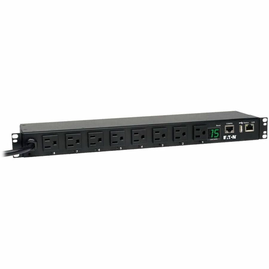 Tripp Lite by Eaton PDU 1.4kW Single-Phase Switched PDU LX Interface 120V Outlets (8 5-15R) NEMA 5-15P 12 ft. (3.66 m) Cord 1U Rack TAA