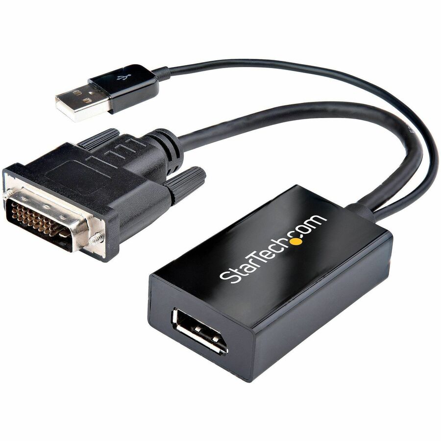 StarTech DVI to DisplayPort Adapter with USB Power - DVI-D to DP Video Adapter - DVI to DisplayPort Converter - 1920 x 1200