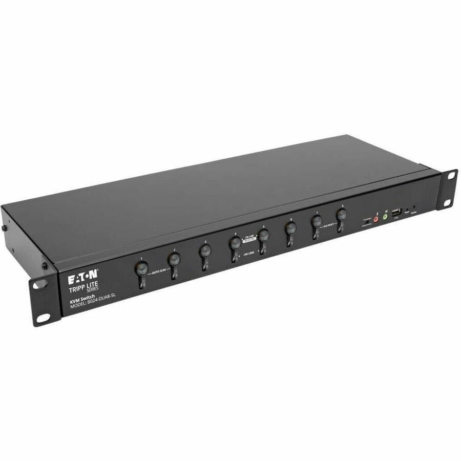 Tripp Lite by Eaton 8-Port DVI/USB KVM Switch with Audio and USB 2.0 Peripheral Sharing 1U Rack-Mount Single-Link 1920 x 1200 (1080p)