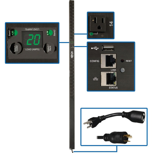 Tripp Lite by Eaton PDU 1.9kW Single-Phase Switched PDU LX Platform Outlet Monitoring 120V Outlets (24 NEMA 5-15/20R) L5-20P Plug 0U TAA
