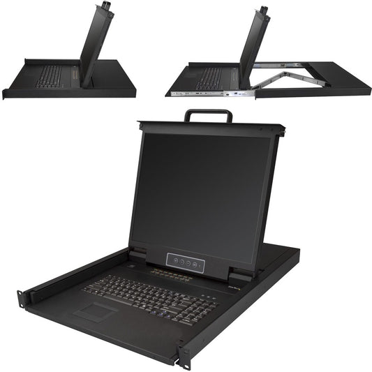 StarTech 16 Port Rackmount KVM Console w/ Cables - Integrated KVM Switch w/ 19" LCD - 1U LCD KVM Drawer 50000 MTBF - USB + VGA Support