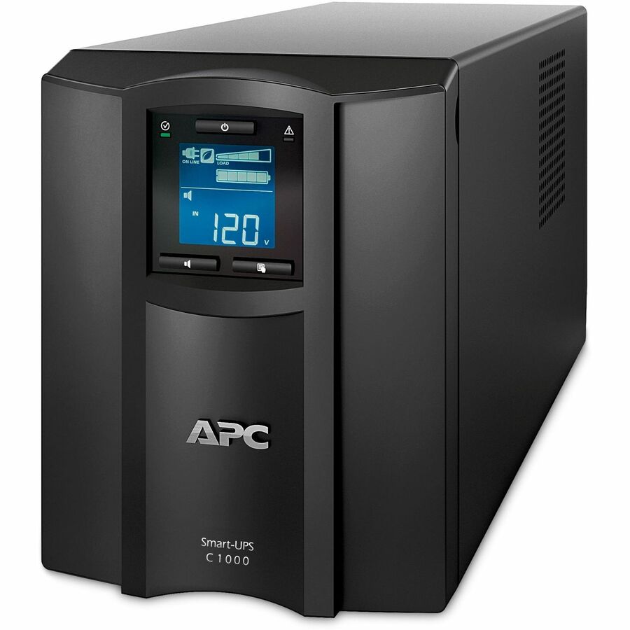 APC Smart-UPS C, Line Interactive, 1000VA, Tower, 120V, 8x NEMA 5-15R outlets, SmartConnect port, USB and Serial communication, AVR, Graphic LCD