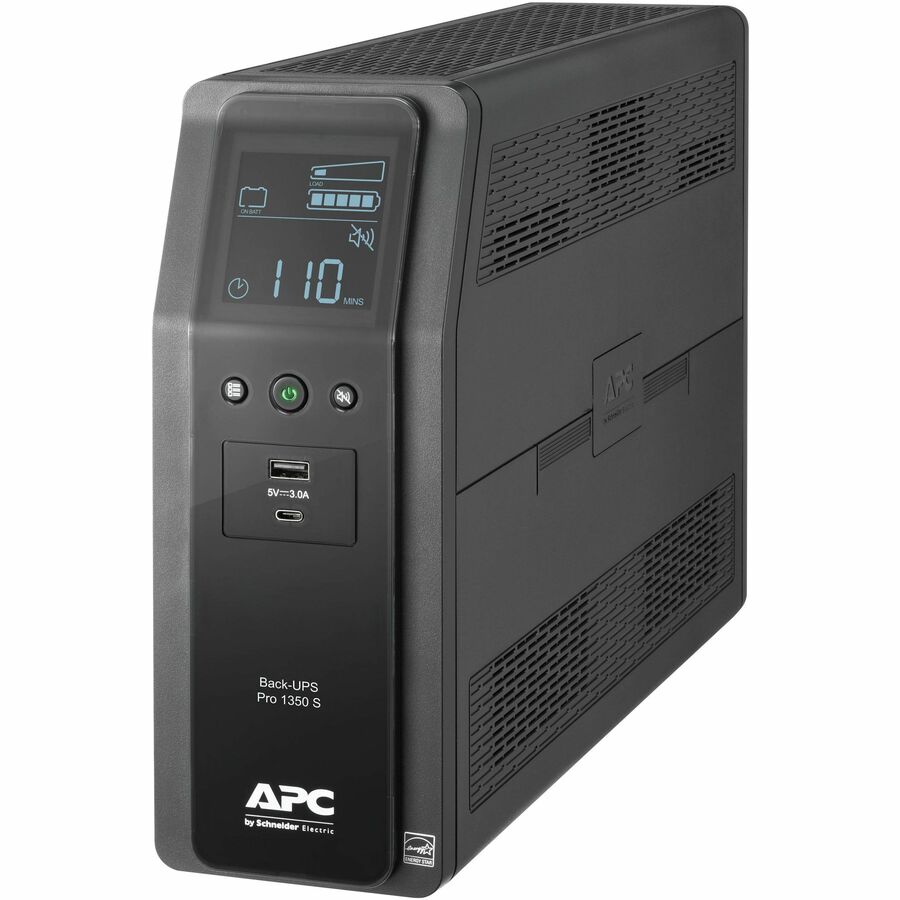 APC Back-UPS Pro, 1350VA/810W, Tower, 120V, 10x NEMA 5-15R outlets, Sine Wave, AVR, USB Type A + C ports, LCD, User Replaceable Battery