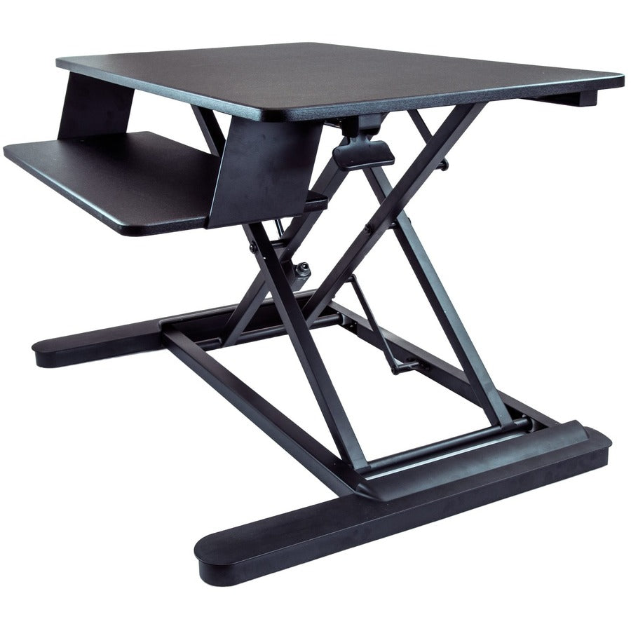 StarTech Sit Stand Desk Converter - Keyboard Tray - Height Adjustable Ergonomic Desktop/Tabletop Standing Desk - Large 35"x21" Surface