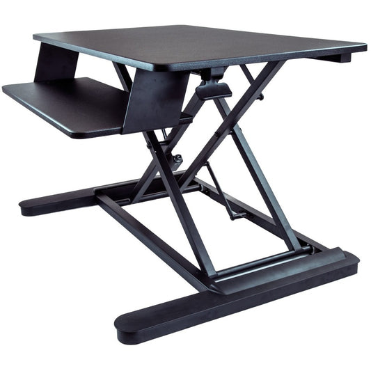 StarTech Sit Stand Desk Converter - Keyboard Tray - Height Adjustable Ergonomic Desktop/Tabletop Standing Desk - Large 35"x21" Surface
