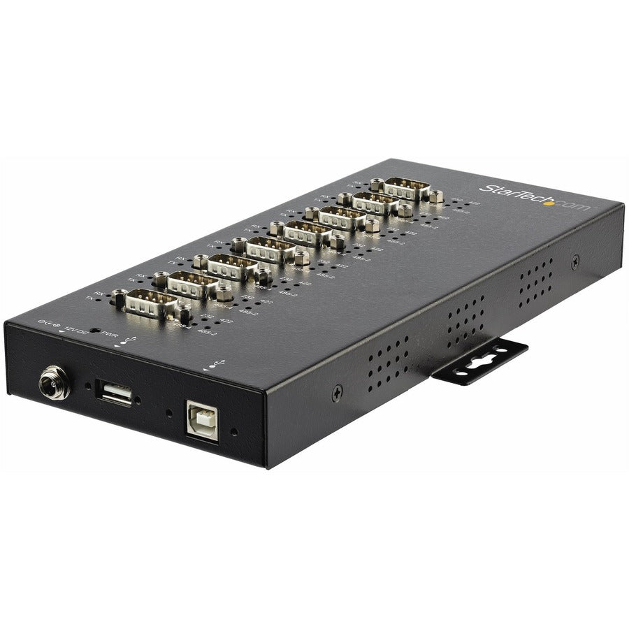 StarTech USB to RS232/RS485/RS422 8 Port Serial Hub Adapter, Industrial Metal USB 2.0 to DB9 Serial Converter, Din Rail Mountable, TAA