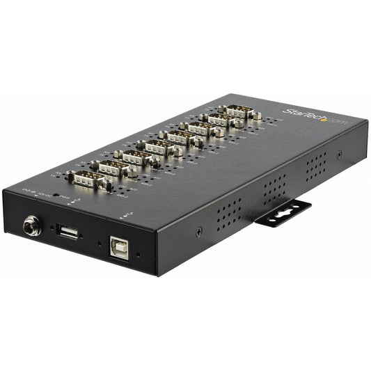 StarTech USB to RS232/RS485/RS422 8 Port Serial Hub Adapter, Industrial Metal USB 2.0 to DB9 Serial Converter, Din Rail Mountable, TAA