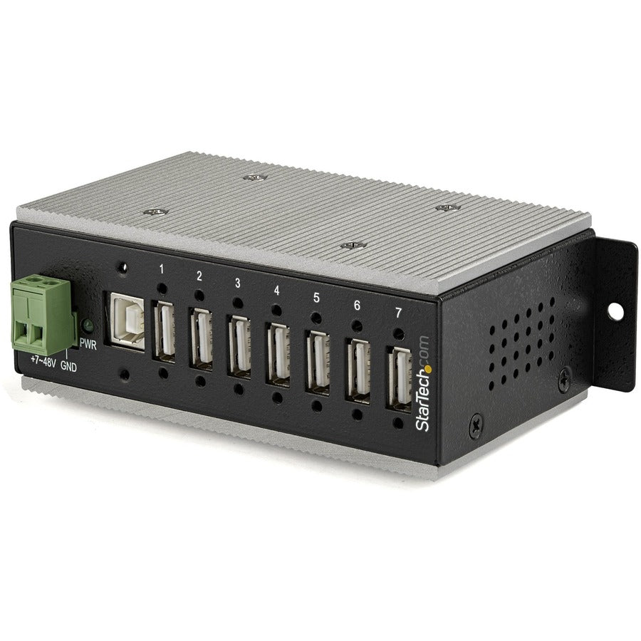 StarTech 7-Port USB 2.0 Hub, Metal Industrial USB Hub, USB-A to 7 USB-A, Mountable, ESD/Surge Protection, Extended Operating Temp, TAA