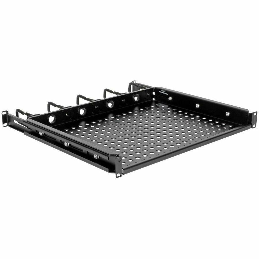 Tripp Lite by Eaton SmartRack Cantilevered Steel Rack Shelf - 1U Vented Integrated Cable Rings 14.2 in. Deep Holds up to 50 lbs (22.2 kgs)