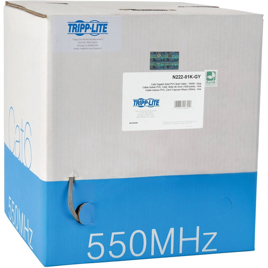 Tripp Lite by Eaton Cat6 Gigabit Solid Core UTP PVC Bulk Ethernet Cable Gray 1000 ft. (304.8 m) TAA