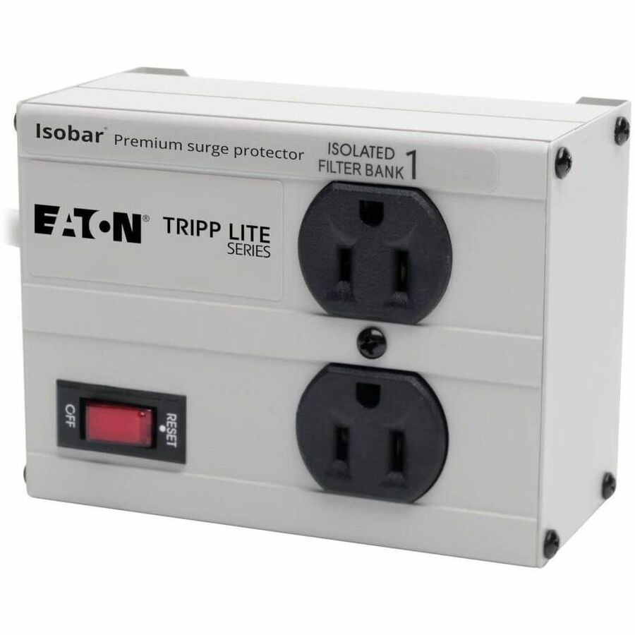 Tripp Lite by Eaton Isobar 2-Outlet Surge Protector 6 ft. Cord with Right-Angle Plug 1410 Joules Metal Housing