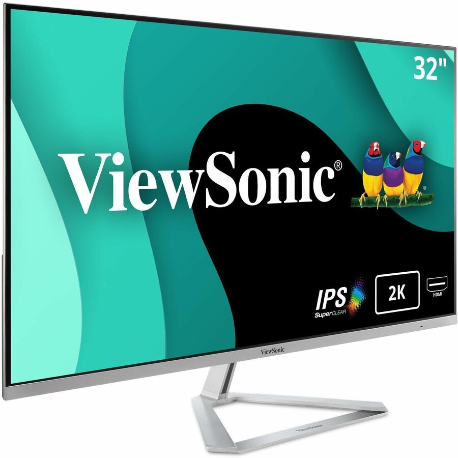 ViewSonic VX3276-2K-MHD 32 Inch 1440p Monitor, IPS with Screen Split Capability and Eye Care Technology for Home and Office Entertainment, Ultra-Thin Bezels, DisplayPort for Daisy Chain, and HDMI
