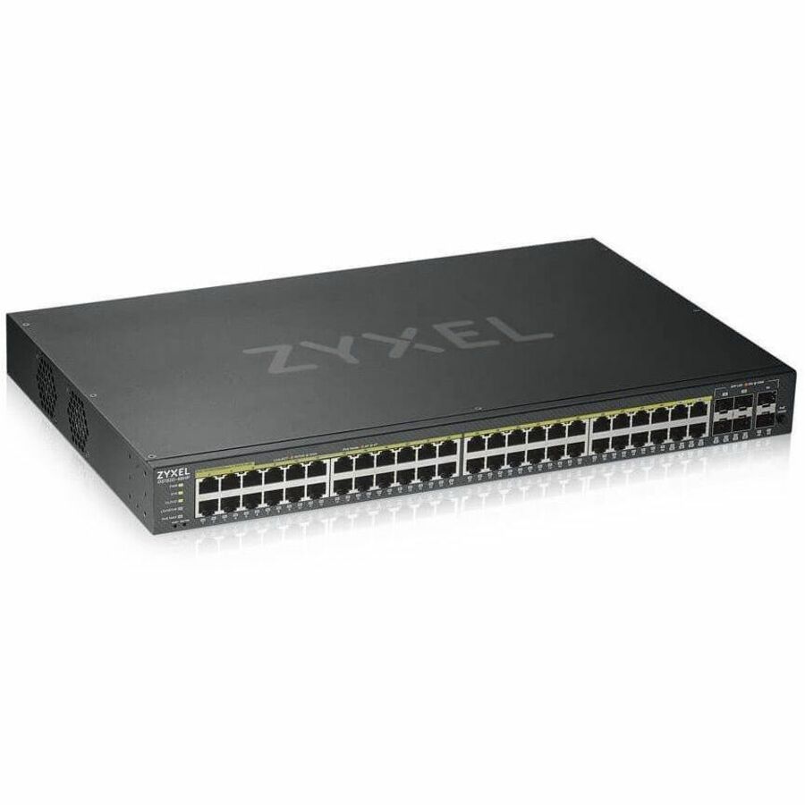 ZYXEL GS1920-48HPv2 48-Port Gigabit Smart Nebula Cloud Managed PoE Switch | 48 PoE+ Ports at 375W with 2 SFP Uplinks | TAA Compliant
