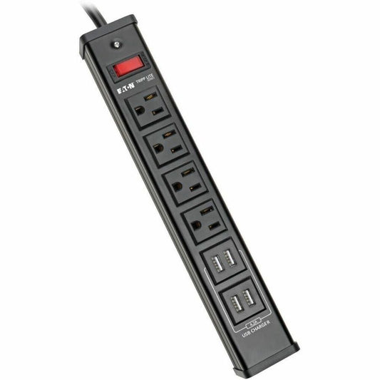 Tripp Lite by Eaton 4-Outlet Surge Protector with 4 USB Ports (4.2A Shared) - 6 ft. (1.83 m) Cord 450 Joules Metal Housing