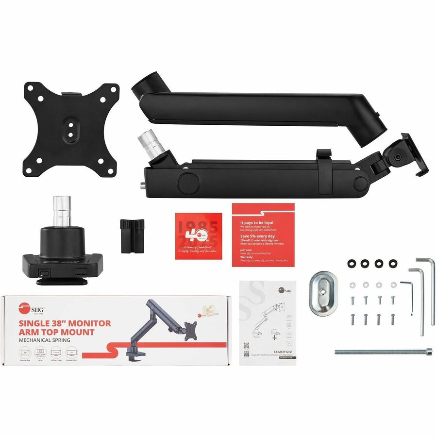 Aluminum Mechanical Spring Single Monitor Arm Mount - 17" to 32" - Max Load 17.6 lbs