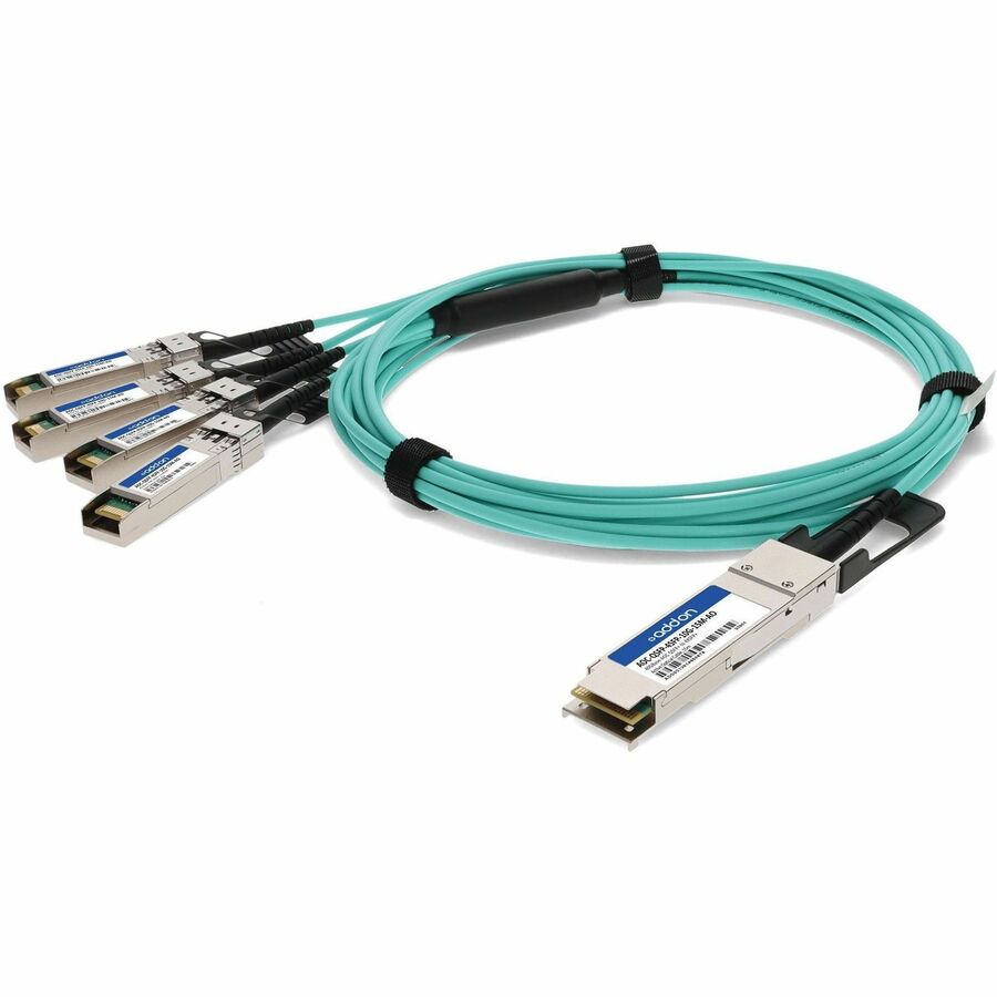 AddOn Dell AOC-QSFP-4SFP-10G-15M Compatible TAA Compliant 40GBase-AOC QSFP+ to 4xSFP+ Active Optical Cable (850nm, MMF, 15m)