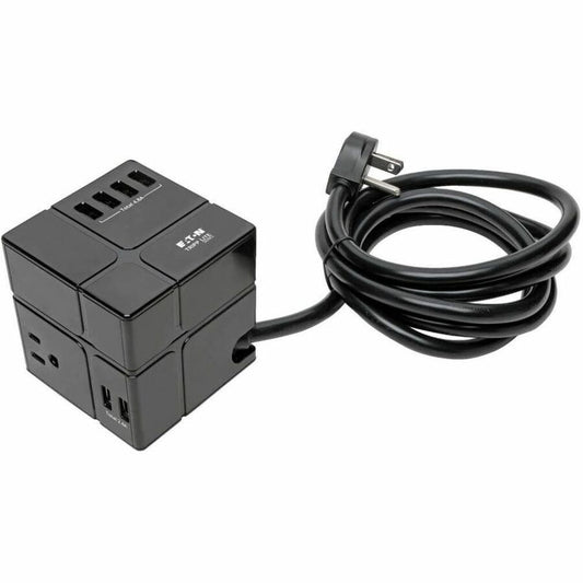 Tripp Lite by Eaton Protect It! 3-Outlet Power Cube Surge Protector - 6 USB-A Ports (7.2A Shared) 6 ft. (1.83 m) Cord 540 Joules Black