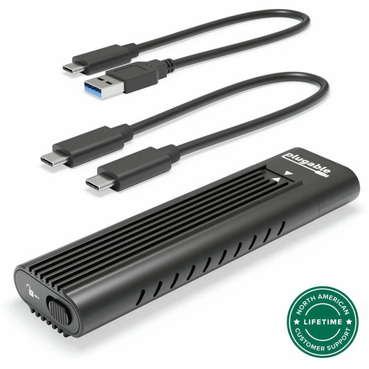 Plugable USB C to M.2 NVMe Tool-free Enclosure USB C and Thunderbolt 3 Compatible up to USB 3.1 Gen 2 Speeds (10Gbps).