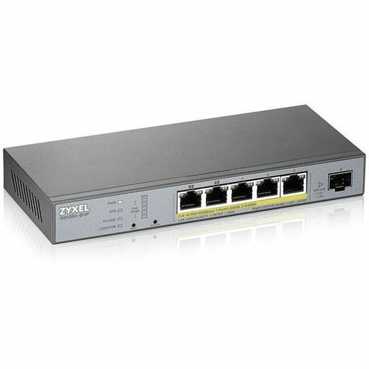 ZYXEL GS1350-6HP 5-Port Gigabit Smart Nebula Cloud Managed PoE Switch | 3 PoE+ / 2 PoE++ Ports at 60W with 1 SFP Uplink