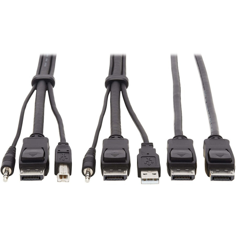 Tripp Lite by Eaton Dual DisplayPort KVM Cable Kit - DP USB 3.5 mm Audio (3xM/3xM) + DP (M/M) 4K 4:4:4 6 ft. (1.83 m) Black
