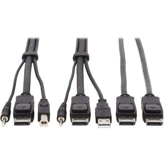Tripp Lite by Eaton Dual DisplayPort KVM Cable Kit - DP USB 3.5 mm Audio (3xM/3xM) + DP (M/M) 4K 4:4:4 6 ft. (1.83 m) Black