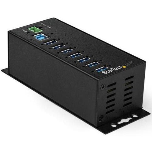 StarTech 7 Port USB Hub w/ Power Adapter, Metal Industrial USB 3.0 Data Hub, Din Rail, Wall & Desk Mountable USB 5Gbps Hub, TAA