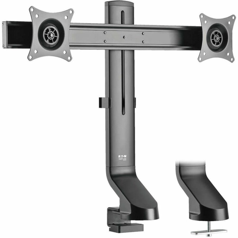 Tripp Lite by Eaton Dual-Display Monitor Arm with Desk Clamp and Grommet - Height Adjustable 17" to 27" Monitors