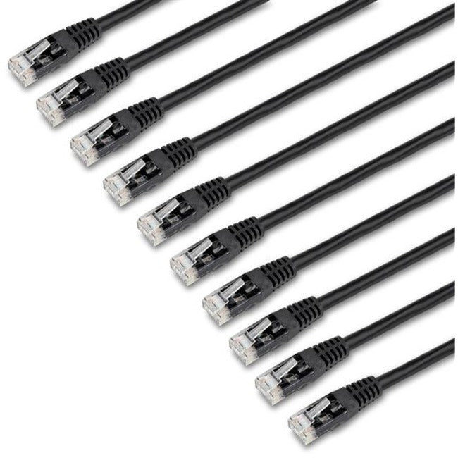 StarTech 6 ft. CAT6 Ethernet cable - 10 Pack - ETL Verified - Black CAT6 Patch Cord - Molded RJ45 Connectors - 24 AWG - UTP