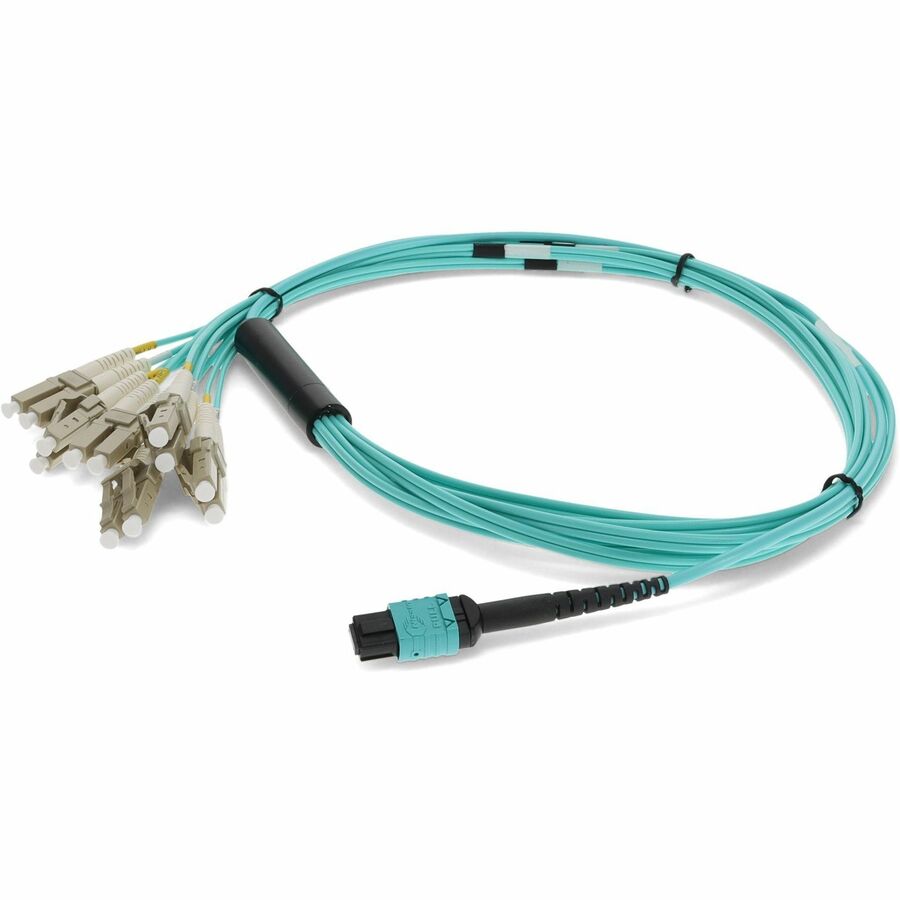 ADDON 1M MPO/UPC TO 6XLC/UPC DUPLEX AQUA OM4 OFNR (RISER-RATED) 12-STRAND FIBER