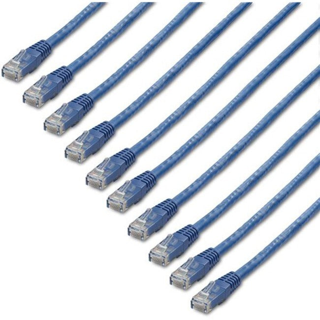 StarTech 3 ft. CAT6 Ethernet cable - 10 Pack - ETL Verified - Blue CAT6 Patch Cord - Molded RJ45 Connectors - 24 AWG - UTP