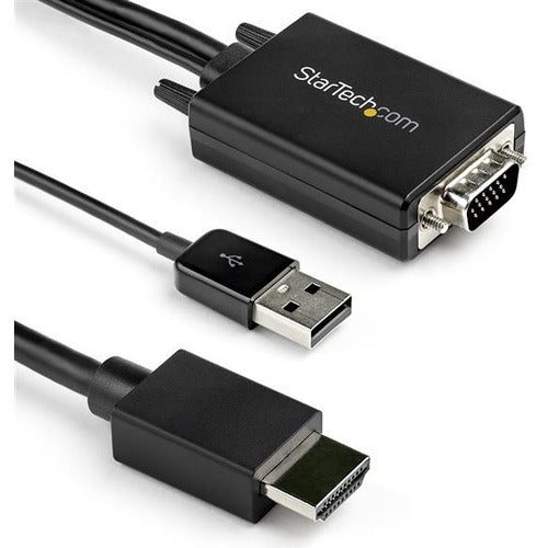 StarTech 2m VGA to HDMI Converter Cable with USB Audio Support - 1080p Analog to Digital Video Adapter Cable - Male VGA to Male HDMI