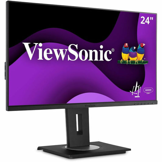 ViewSonic VG2456 24 Inch 1080p Monitor, IPS Display with 60W USB-C for Smooth Home and Office Productivity, Full Ergonomic Adjustability, RJ45, HDMI, and DisplayPort Inputs