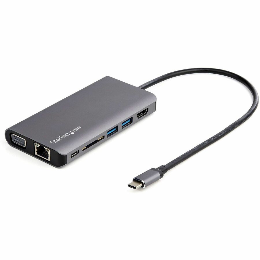 StarTech USB C Multiport Adapter - USB-C Mini Travel Dock w/ 4K HDMI or 1080p VGA - 100W PD Pass-Through, 3x USB, SD, GbE, Audio