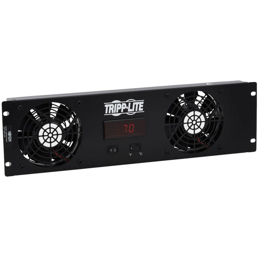 Tripp Lite by Eaton 3U Digital Temperature Sensor with 2 12VDC High-Performance Fans Blanking Panel LCD