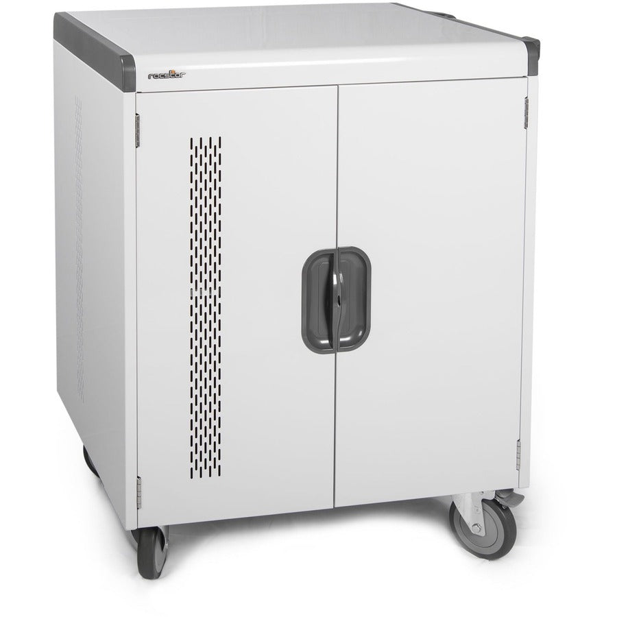 Rocstor Volt V32 Charging Cart with Intelligent Power Charging - Up to 32 Device - Intelligent Power Charging Cart for Notebooks, Chromebook&reg;, MacBook&reg;, and Macbook&reg; Pro - 3 Shelves - 4 Heavy Duty 5" Medical Grade Casters - Steel Construction-