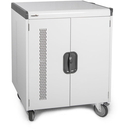 Rocstor Volt V32 Charging Cart with Intelligent Power Charging - Up to 32 Device - Intelligent Power Charging Cart for Notebooks, Chromebook&reg;, MacBook&reg;, and Macbook&reg; Pro - 3 Shelves - 4 Heavy Duty 5" Medical Grade Casters - Steel Construction-