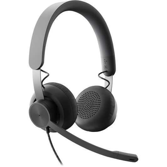 Logitech Zone Wired Noise Cancelling Headset, Certified for Microsoft Teams with advanced noise-canceling mic, USB-C with USB-A adapter, graphite.
