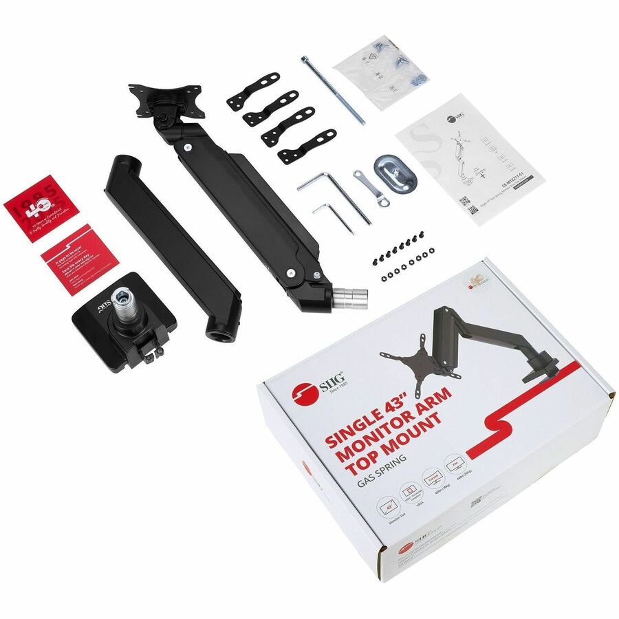 Single Monitor Heavy-Duty Premium Gas Spring Desk Mount - 17" to 43" , VESA 75x75, 100x100, 200x200mm