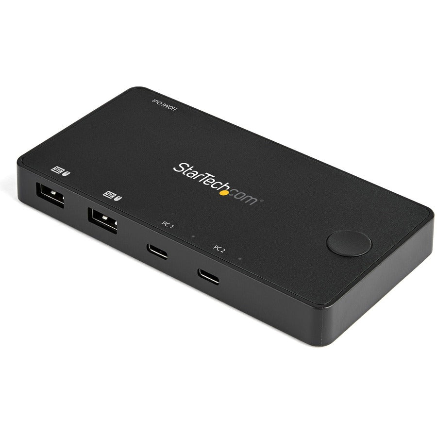 StarTech 2 Port USB C KVM Switch, 4K 60Hz HDMI, Compact UHD Desktop KVM Switch w/USB Type C Cables, Bus Powered MacBook ThinkPad, TAA