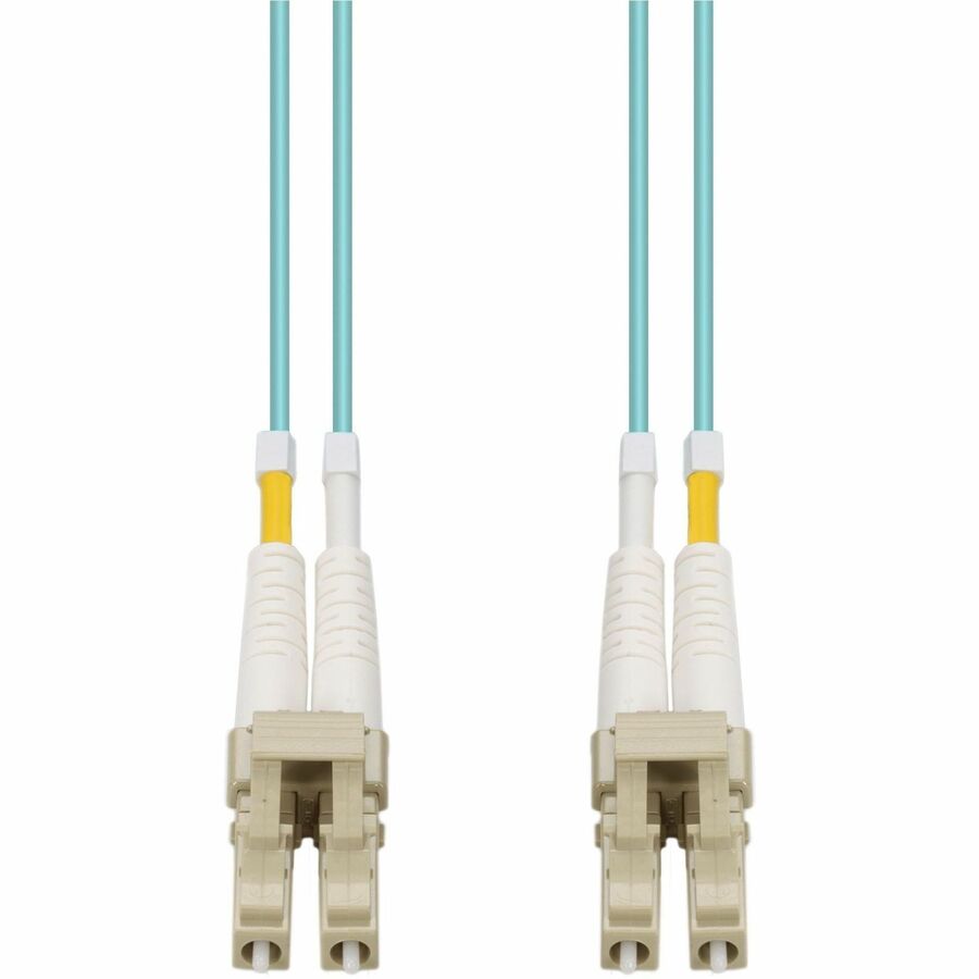 120M LC TO LC AQUA OM4 DUPLEX OFNR (RISER-RATED) FIBER PATCH CABLE