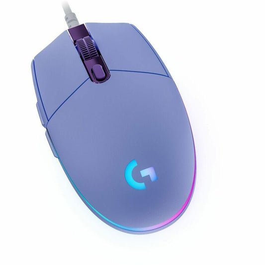 Logitech G203 Wired Gaming Mouse, 8,000 DPI, Rainbow Optical Effect LIGHTSYNC RGB, 6 Programmable Buttons, Lilac