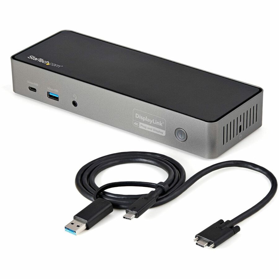 StarTech USB-C & USB-A Dock, Hybrid Triple Monitor Laptop Docking Station DisplayPort & HDMI 4K 60Hz/85W PD/6x USB/GbE, TAA