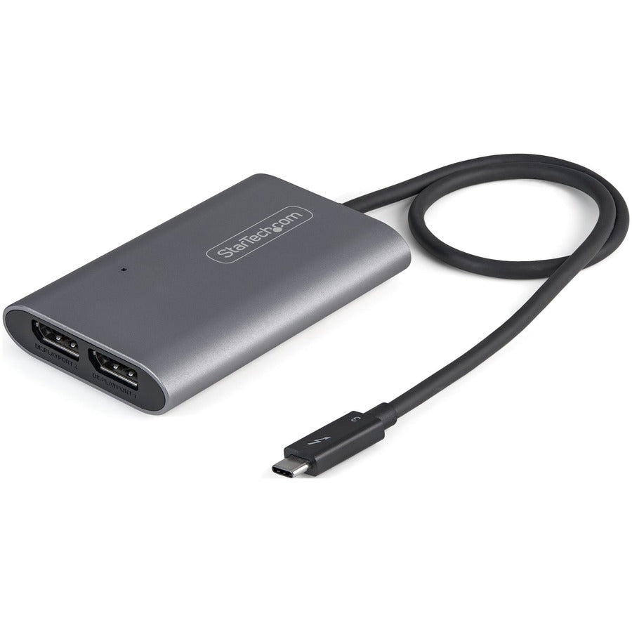 StarTech Thunderbolt to Dual DisplayPort Adapter DP 1.4, Dual 4K 60Hz DP Video Converter, 2x Monitor Display Adapter, Mac & Windows