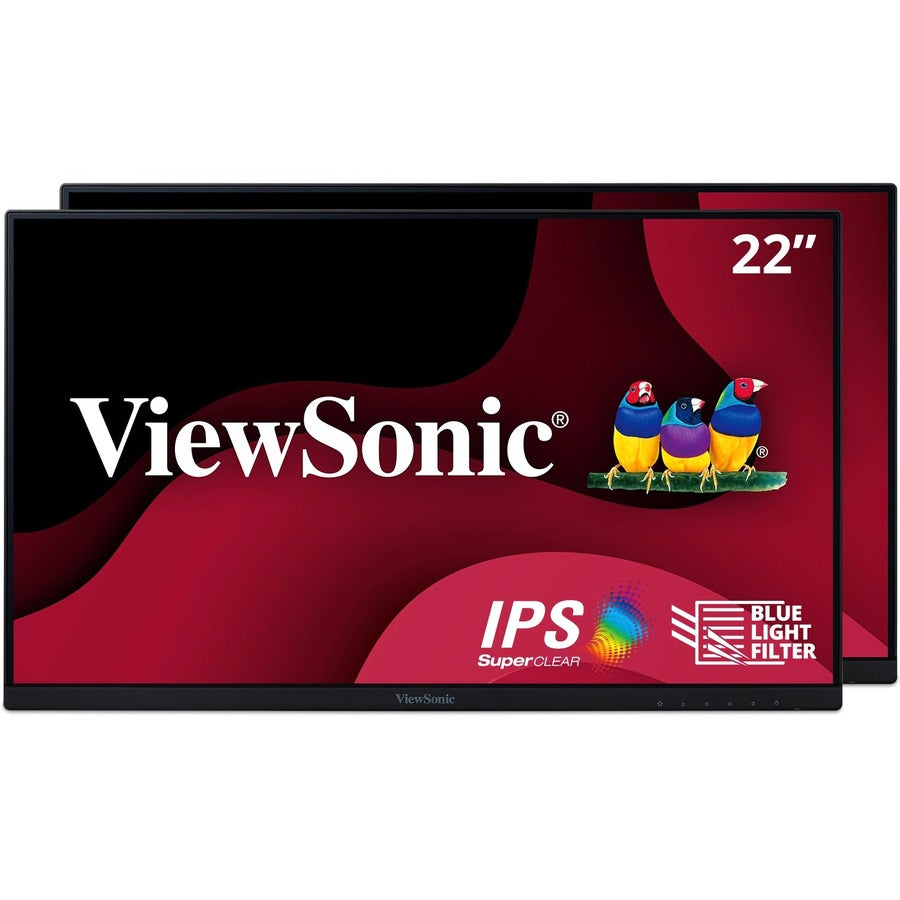 ViewSonic VA2256-MHD_H2 22 Inch 1080p Dual Pack Head-Only Monitors, IPS Display with FreeSync for Dual-Screen Home and Office Setups, HDMI, DisplayPort, and VGA Inputs